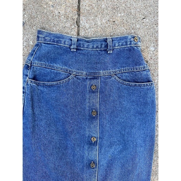 Vintage Zena Womens Jean‎ Skirt Size 3 Acid Washed Front Button Jean Skirt USA - Picture 3 of 16